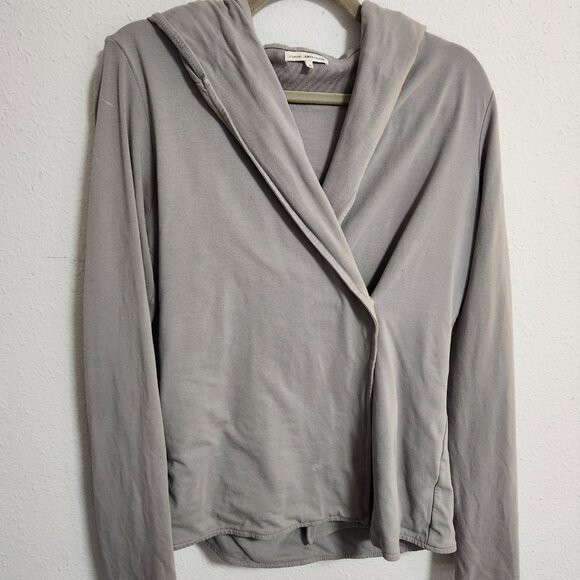 Standard James Perse | Gray Pima Cotton Wrap Drape Hoodie - Picture 2 of 10